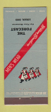 Matchbook Cover - Wilson Brothers The Forecast Men's Clothes Lorain OH 30 Stick
