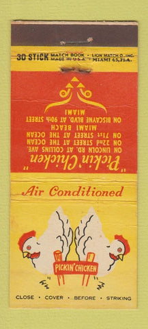 Matchbook Cover - Pickin' Chickin Miami FL WEAR chicken 30 Stick