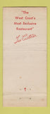 Matchbook Cover - Restaurant Chanteclair Hollywood CA rooster 30 Stick