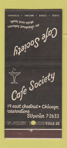 Matchbook Cover - Cafe Society Restaurant Chicago IL 30 Stick