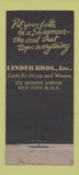 Matchbook Cover - Shagmoor Women's Clothes Linder New York City wool  30 Stick