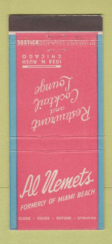 Matchbook Cover - Al Nemets Restaurant Chicago IL 30 Stick