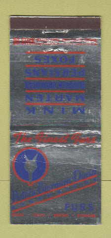 Matchbook Cover - Patrox Bierman Danzi Furs New York City 30 Stick