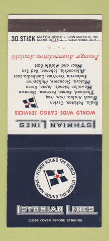 Matchbook Cover - Isthmian Lines Cargo shipping 30 Stick