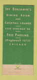 Matchbook Cover - Irv Benjamin's Restaurant Chicago IL 30 Stick