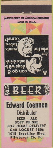 Matchbook Cover - Edward Coennen Distributor Pittsburgh PA