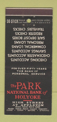Matchbook Cover - Park National Bank Holyoke MA? 30 Stick