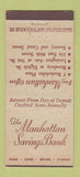 Matchbook Cover - Manhattan Savings Bank New York City WEAR 30 Stick