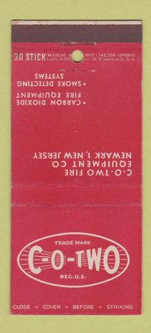 Matchbook Cover - CO Two Fire Equipment Newark NJ 30 Stick