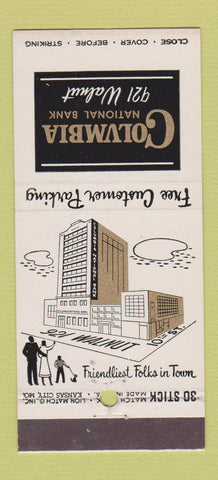 Matchbook Cover - Columbia National Bank Kansas City MO 30 Stick
