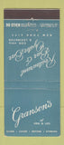 Matchbook Cover - Granson's Restaurant New York City 30 Stick