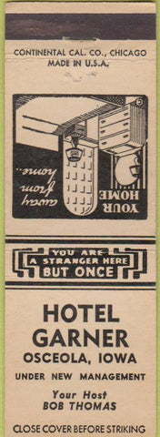 Matchbook Cover - Hotel Gardner Osceola IA