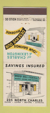 Matchbook Cover - David Hill Savings Baltimore MD 30 Stick