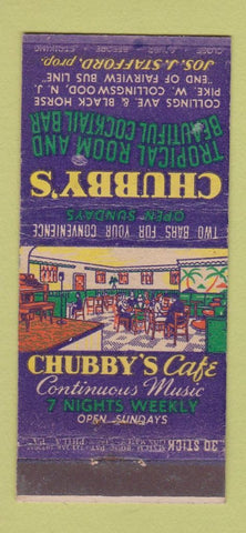 Matchbook Cover - Chubby's Tropical Room West Collingswood NJ 30 Stick