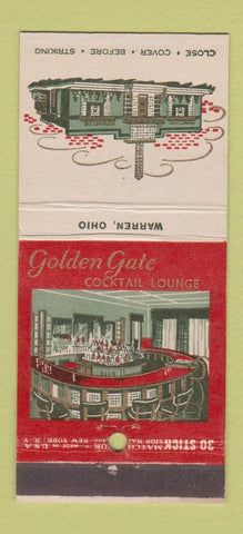Matchbook Cover - Golden Gate Cocktail Lounge Warren OH WEAR 30 Stick