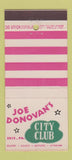 Matchbook Cover - Joe Donovan's City Club Erie PA 30 Stick