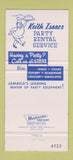 Matchbook Cover - Keith Isaacs Party Service Kingston Jamaica  30 Strike