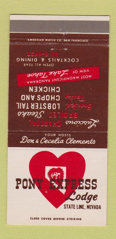 Matchbook Cover - Pony Express Lodge State Line NV 30 Strike