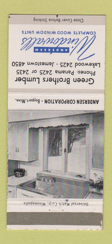 Matchbook Cover - Andersen Windows Green Bros Lumber 30 Strike