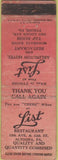 Matchbook Cover - List Arlington Hotel Tyrone PA WORN
