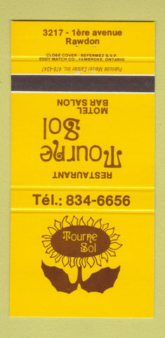 Matchbook Cover - Restaurant Mourne Sol Motel Rawdon QC 30 Strike