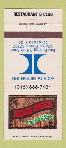 Matchbook Cover - Hilton Inn Wichita KS Judge Riggs Restaurant 30 Strike