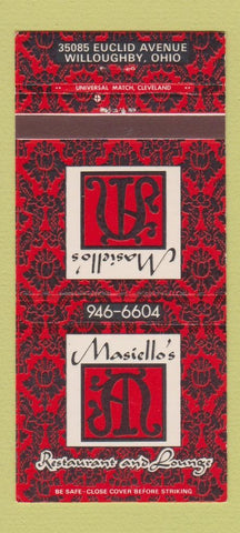 Matchbook Cover - Masiello's Restaurant and Lounge Willoughby OH 30 Strike