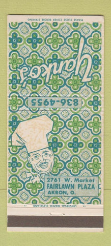 Matchbook Cover - Yanko's Restaurant Akron OH 30 Strike