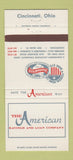 Matchbook Cover - American Savings and Loan Cincinnati OH 30 Strike