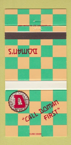 Matchbook Cover - Doman's Industries Duncan BC 30 Strike