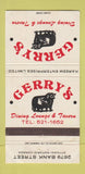 Matchbook Cover - Gerry's Restaurant Tavern Ottawa ON 30 Strike