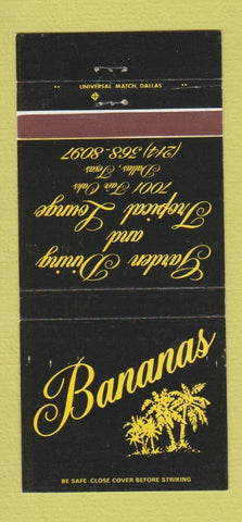 Matchbook Cover - Bananas Restaurant Dallas TX 30 Strike