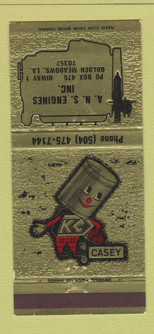 Matchbook Cover - ANS Engines KC Casey Golden Meadows LA 30 Strike