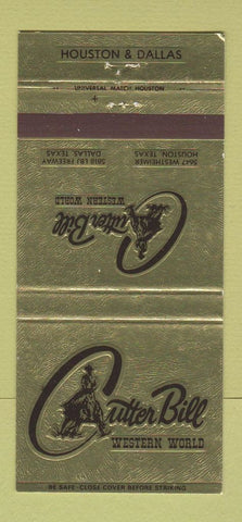 Matchbook Cover - Cutter Bill Western Clothes Dallas Houston TX #1 30 Strike