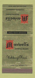 Matchbook Cover - Maxwell's Restaurant Vicksburg MS 30 Strike