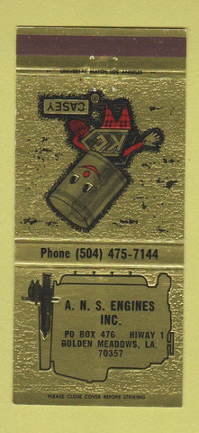 Matchbook Cover - ANS Engines KC Casey Golden Meadows LA GM Diesel 30 Strike