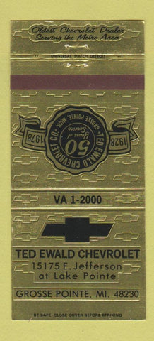 Matchbook Cover - Ted Ewald Chevrolet Grosse Pointe MI 1978 30 Strike
