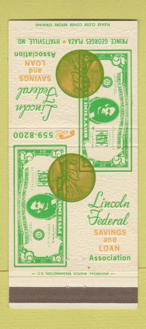 Matchbook Cover - Lincoln Federal Savings and Loan Hyattsville MD 30 Strike