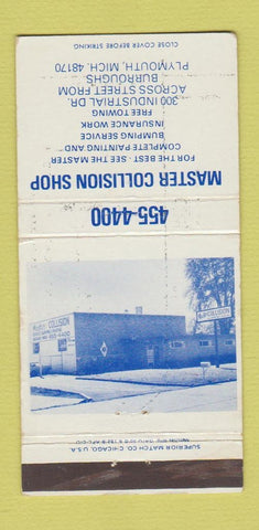 Matchbook Cover - Master Collision Shop Auto Body Plymouth MI WEAR 30 Strike