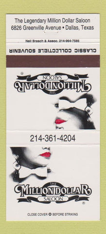 Matchbook Cover - Million Dollar Saloon Dallas TX girlie 30 Strike