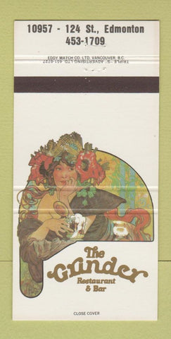Matchbook Cover - The Grinder Restaurant Edmonton AB girlie 30 Strike