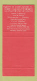 Matchbook Cover - Valencia Restaurant New Zealand Auckland girlie 30 Strike