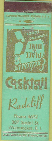 Matchbook Cover - Radcliff Woonsocket RI WEAR