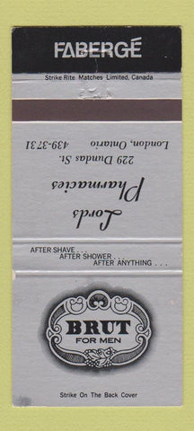 Matchbook Cover - Brut After Shave Lords Drug London ON 30 Strike