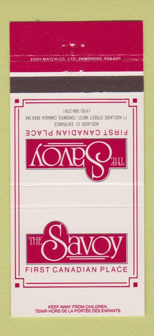 Matchbook Cover - The Savoy Toronto ON restaurant 30 Strike