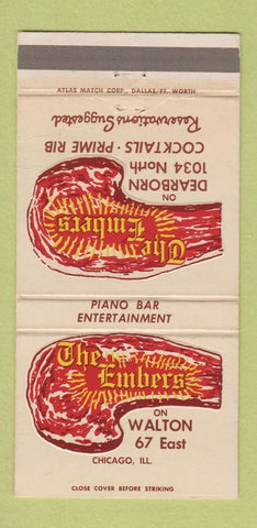 Matchbook Cover - Embers Restaurant Chicago IL WEAR 30 Strike