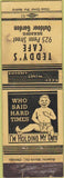 Matchbook Cover - Teddy's Cafe Reading PA WORN