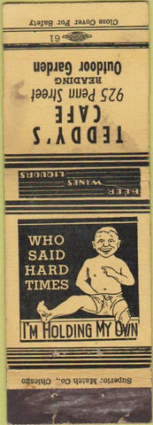 Matchbook Cover - Teddy's Cafe Reading PA WORN