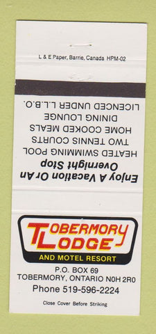 Matchbook Cover - Tobermory Lodge Motel Resort ON 30 Strike