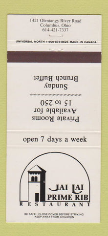 Matchbook Cover - Jai Lai Prime Rib Restaurant Columbus OH 30 Strike